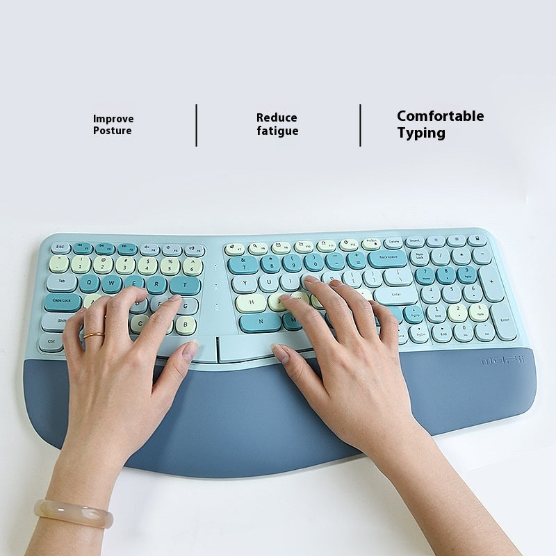 Ergonomic Veneer Wrist Splint Wireless Keyboard And Mouse Set
